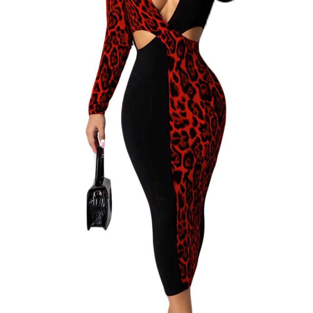 Red and black Bodycon dress